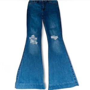Hollister High Rise Vintage Flare Distressed Blue Jeans 4R